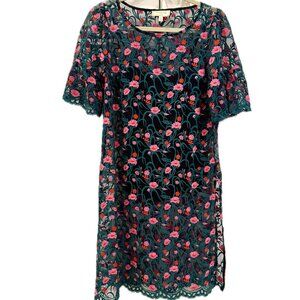 Anthopologie Moulinette Soeurs Tunic Teal and Pink Floral
